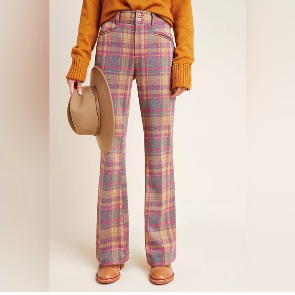 Anthropologie Plaid Essential Trousers size 6
